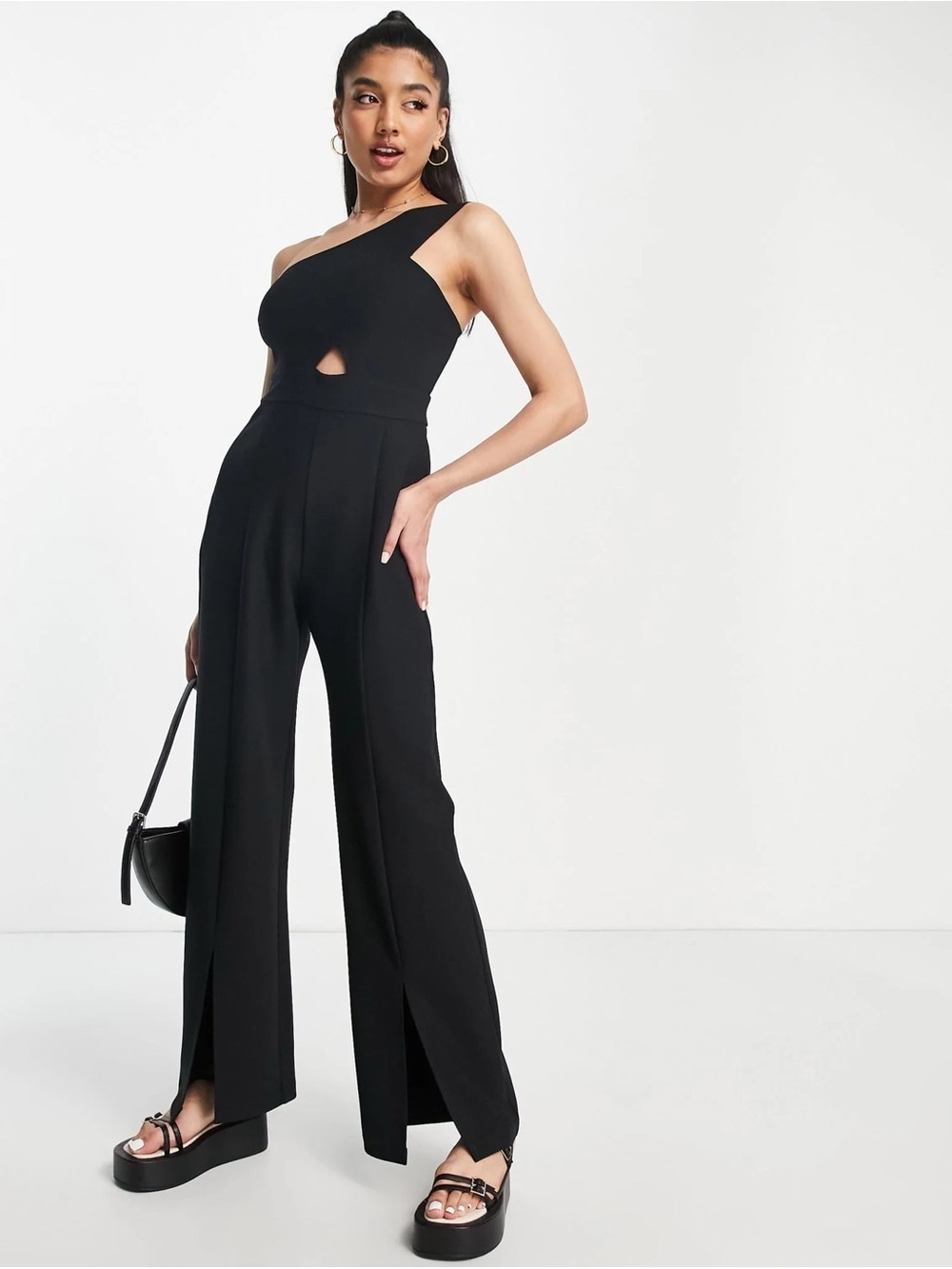 Abercrombie & Fitch Black Asymmetric One-Shoulder Jumpsuit